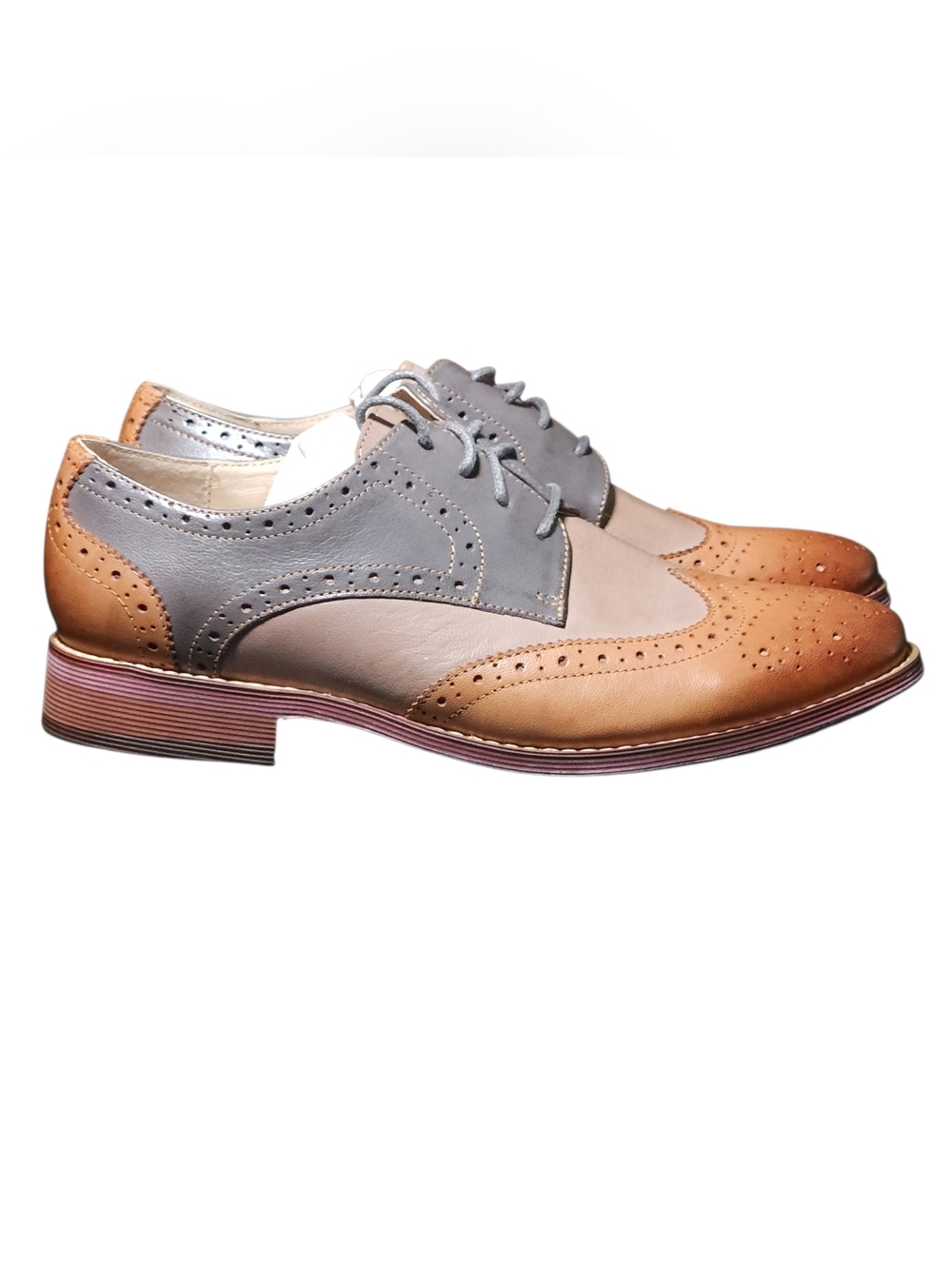 Women's Two-Tone Oxfords in Brown and Gray